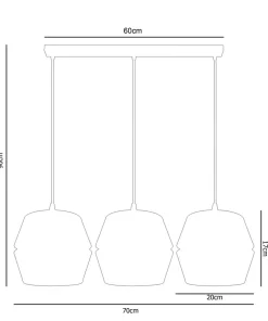 Hängelampen|Bürolampen*Belis Lange Hängelampe 3-flammig Metall Schwarz Weiß Gold E27