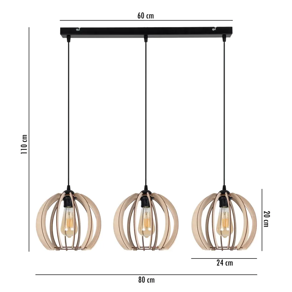 Belis Lange Hängelampe Holz Metall E27 L:80 cm wohnlich< Hängelampen|Bürolampen