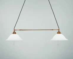 Hängelampen|Bürolampen*Berliner Messingleuchten Lange Hängelampe Messing Glas Zugschalter E27 130 cm