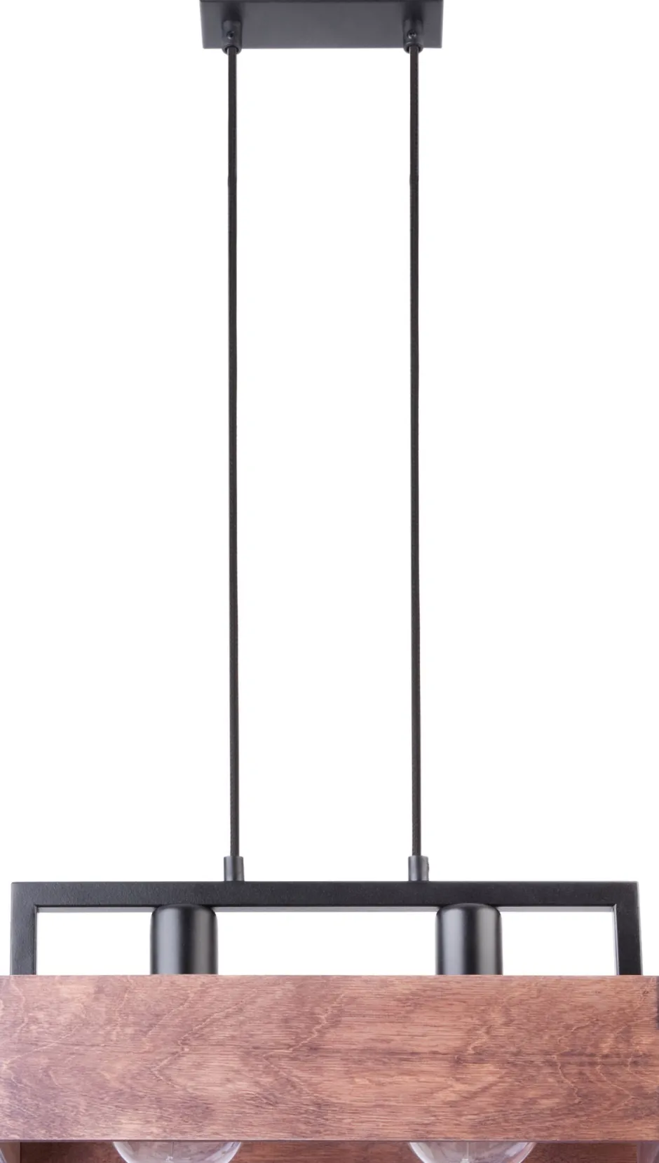 Moderne Lampen|Holzlampen*Sigma Lange Hängelampe Metall Holz 40 cm 2-flammig gemütlich