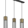 Moderne Lampen|Wohnzimmerlampen*Sigma Lange Hängelampe Schwarz Gold 60 cm Zylinder 3-flammig