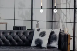 Hängelampen|Bürolampen*Belis Lange Hängelampe Schwarz Holz Metall L:40 cm E27 2-flmg