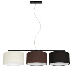 Belis Lange Hängelampe Stoff Ecru Braun Schwarz E27 L:100 cm< Bürolampen|Wohnzimmerlampen