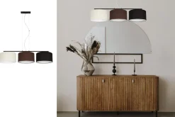 Belis Lange Hängelampe Stoff Ecru Braun Schwarz E27 L:100 cm< Bürolampen|Wohnzimmerlampen