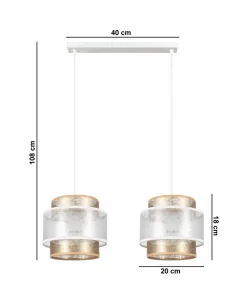 Belis Lange Hängeleuchte Stoff Weiß Gold 48 cm E27 blendarm< Hängelampen|Bürolampen
