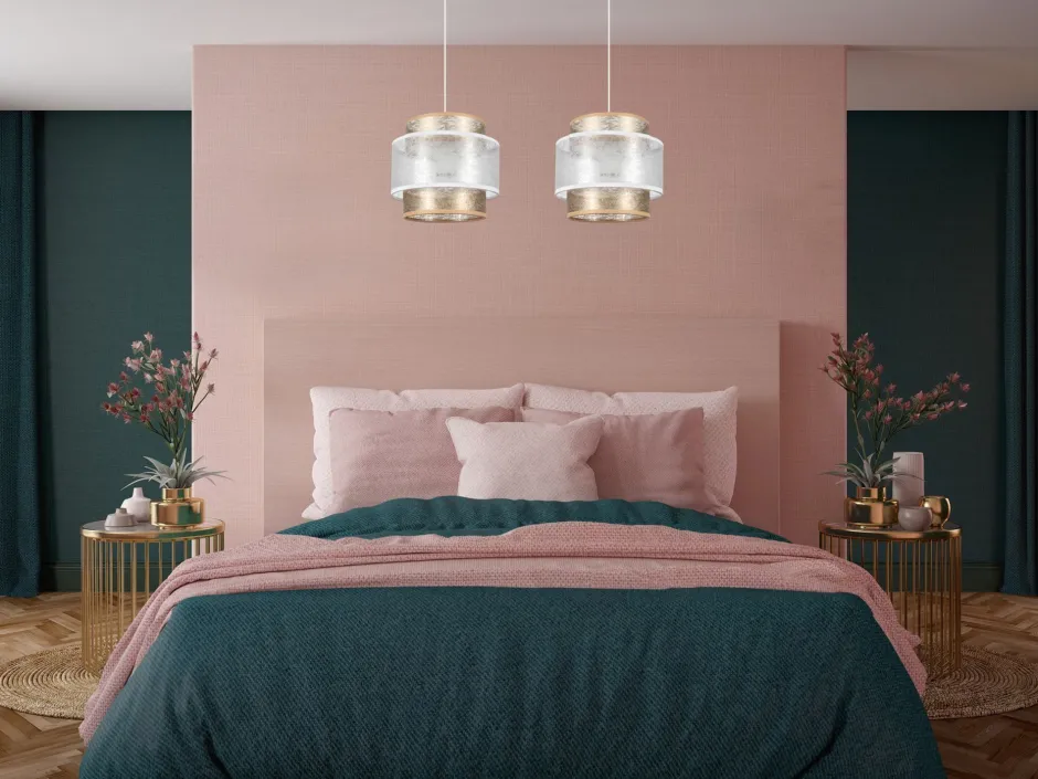 Belis Lange Hängeleuchte Stoff Weiß Gold 48 cm E27 blendarm< Hängelampen|Bürolampen