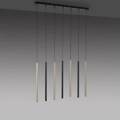 Hängelampen|Bürolampen*Paul Neuhaus Lange LED Hängelampe Metall dimmbar Schwarz Messing