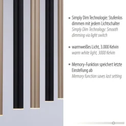 Hängelampen|Bürolampen*Paul Neuhaus Lange LED Hängelampe Metall dimmbar Schwarz Messing