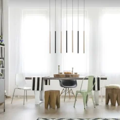 Hängelampen|Bürolampen*Paul Neuhaus Lange LED Hängelampe Metall dimmbar Schwarz Messing