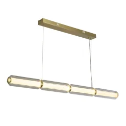 Bürolampen|Wohnzimmerlampen*Searchlight Lange LED Pendelleuchte Glas Metall 109 cm warmweiß