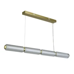 Bürolampen|Wohnzimmerlampen*Searchlight Lange LED Pendelleuchte Glas Metall 109 cm warmweiß