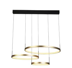Searchlight Lange LED Pendelleuchte in Schwarz Gold Ringe 112 cm< Wohnzimmerlampen|Esszimmer Lampen