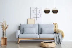 Hängelampen|Bürolampen*Belis Lange Pendelleuchte 2-flammig Metall Schwarz Weiß Gold