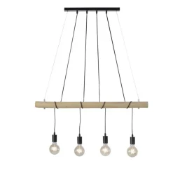 Just Light Lange Pendelleuchte Holzbalken 100 cm inkl E27 2700 K< Hängelampen|Bürolampen