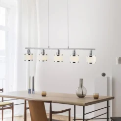 Hängelampen|Bürolampen*Just Light Lange Pendelleuchte Metall Chrom 5-flammig E14 90 cm