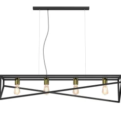 Hängelampen|Bürolampen*Luminex Lange Pendelleuchte Schwarz Gold E27 100 cm Industrial