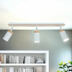 Lampen Aus Aller Welt|Küchenlampen*Emibig Langer Strahler Wohnzimmer L:72cm Weiß mit Holz GU10