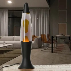Lavalampen*Easylight Lavalampe Schwarz Grau Gelb Retro 40 cm hoch dekorativ ROXY