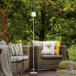 Led Lampen|Stehlampen*Just Light LED Akku Stehlampe Weiß IP54 125 cm Touch Dimmen 3000 K