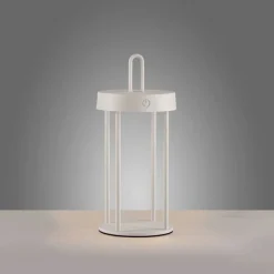 Led Lampen|Schlafzimmer Lampen*Just Light LED Akku Tischlampe Aluminium dimmbar IP44 28,4 cm Weiß