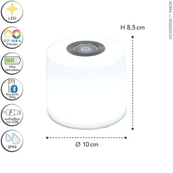 Led Außenleuchten|Moderne Außenleuchten*Eco-Light LED Akku Tischlampe dimmbar 8,5 cm IP44 2700-6500 K 2 W