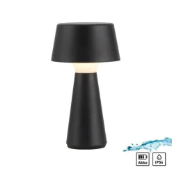 Schlafzimmer Lampen|Tischlampen*Just Light LED Akku Tischlampe dimmbar Touch IP54 Schwarz 28,9 cm