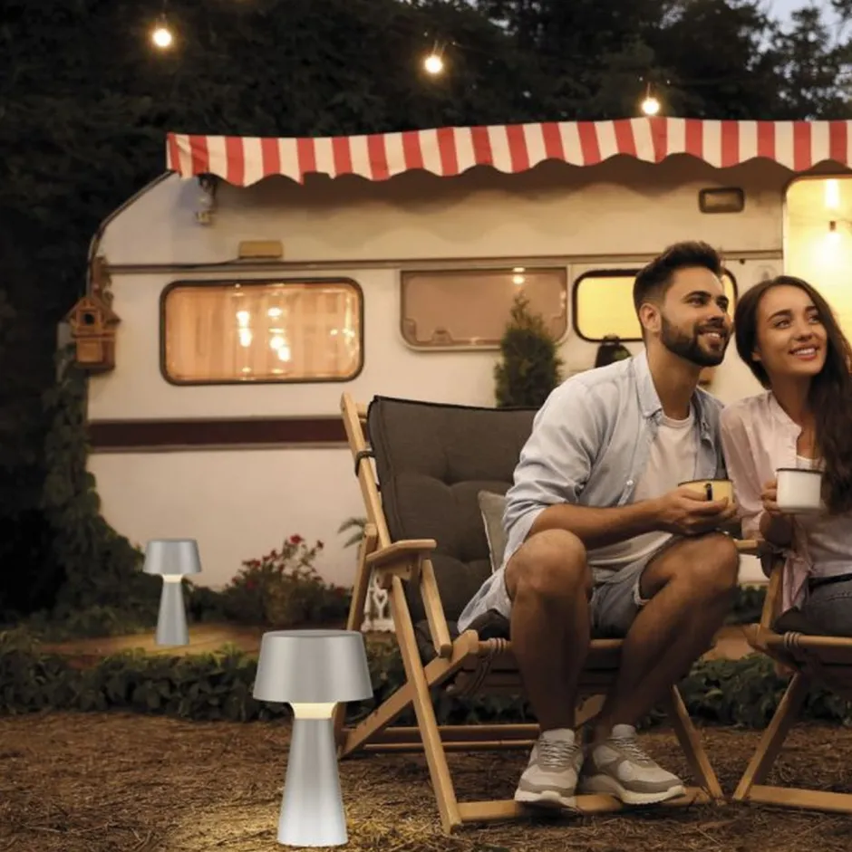 Led Lampen|Schlafzimmer Lampen*Just Light LED Akku Tischlampe dimmbar Touch IP54 28,9 cm Silber