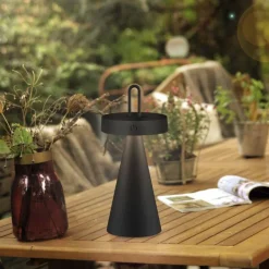 Just Light LED Akku Tischlampe Dimmer Touch IP44 28,9 cm Schwarz< Schlafzimmer Lampen|Tischlampen