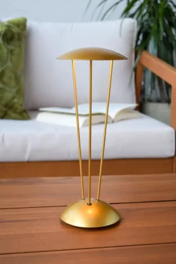 Led Außenleuchten|Moderne Außenleuchten* LED Akku Tischlampe Gold Ladestation IP54 2 W dimmbar