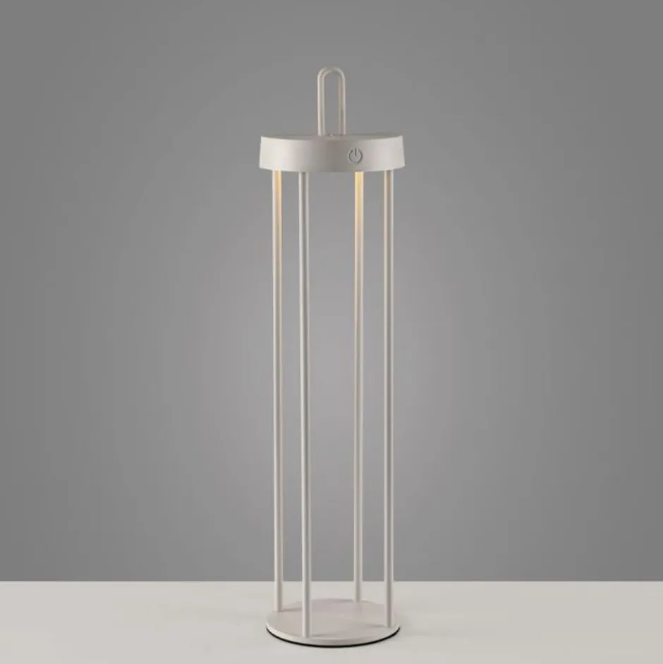 Led Lampen|Schlafzimmer Lampen*Just Light LED Akku Tischlampe Metall dimmbar IP44 2700 K Greige