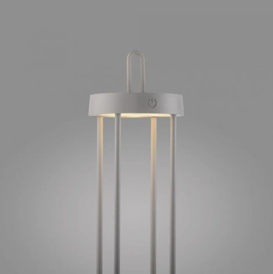 Led Lampen|Schlafzimmer Lampen*Just Light LED Akku Tischlampe Metall dimmbar IP44 2700 K Greige