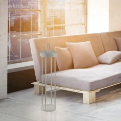 Led Lampen|Schlafzimmer Lampen*Just Light LED Akku Tischlampe Metall dimmbar IP44 2700 K Greige