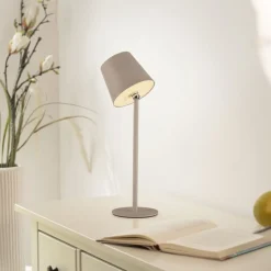Just Light LED Akku Tischlampe Sandfarben dimmbar Touch 37 cm 2 W< Schlafzimmer Lampen|Metall Lampen