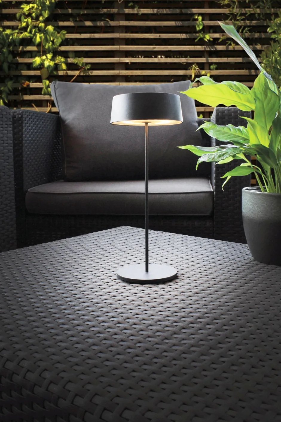 Eco-Light LED Akku Tischlampe Schwarz Touch Dimmer USB IP54 2 W< Metall Lampen|Led Außenleuchten