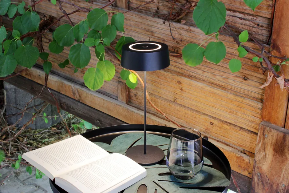 Eco-Light LED Akku Tischlampe Schwarz Touch Dimmer USB IP54 2 W< Metall Lampen|Led Außenleuchten