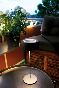 Eco-Light LED Akku Tischlampe Schwarz Touch Dimmer USB IP54 2 W< Metall Lampen|Led Außenleuchten