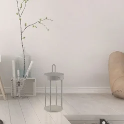 Led Lampen|Schlafzimmer Lampen*Just Light LED Akku Tischleuchte Aluminium dimmbar IP44 2 W Greige