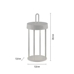 Led Lampen|Schlafzimmer Lampen*Just Light LED Akku Tischleuchte Aluminium dimmbar IP44 2 W Greige