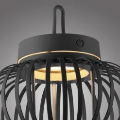 Just Light LED Akku Tischleuchte dimmbar 22 cm IP44 2 W Schwarz< Schlafzimmer Lampen|Metall Lampen