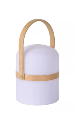 Led Außenleuchten|Moderne Außenleuchten* LED Akku Tischleuchte Holz Weiß 3000 K IP44 26,5 cm