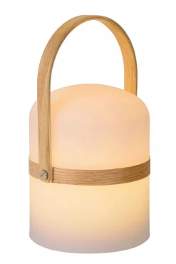 Led Außenleuchten|Moderne Außenleuchten* LED Akku Tischleuchte Holz Weiß 3000 K IP44 26,5 cm