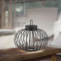 Just Light LED Akku Tischleuchte IP44 Schwarz Dimmer Touch 33 cm< Schlafzimmer Lampen|Metall Lampen