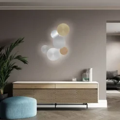 Flurlampen|Wohnzimmerlampen*Paul Neuhaus LED Akku Wandlampe Grau Ø25 cm dimmbar Fernbedienung