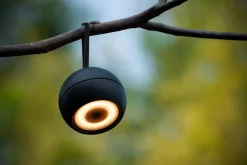 Kugellampen|Led Außenleuchten* LED Akku Wandspot flexibel Schwarz H:11 cm IP54 3000 K