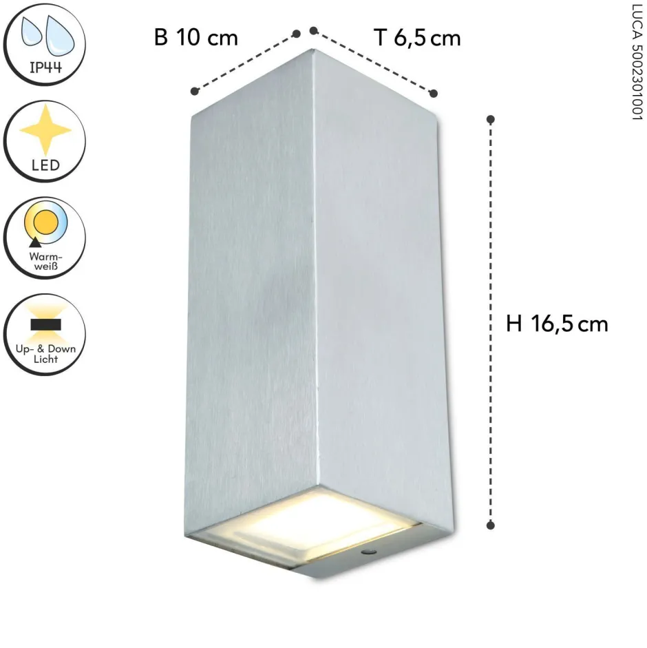 Led Außenleuchten|Moderne Außenleuchten*Eco-Light LED Außenlampe Up Down H:16,2 cm IP44 3000 K in Nickel