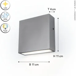 Eco-Light LED Außenlampe Wand Edelstahl IP54 10 W 4000 K Up Down< Metall Lampen|Led Außenleuchten