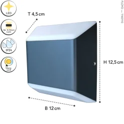Metall Lampen|Led Außenleuchten*Eco-Light LED Außenleuchte Aluminium IP54 H:12,4 cm 7 W Up Down