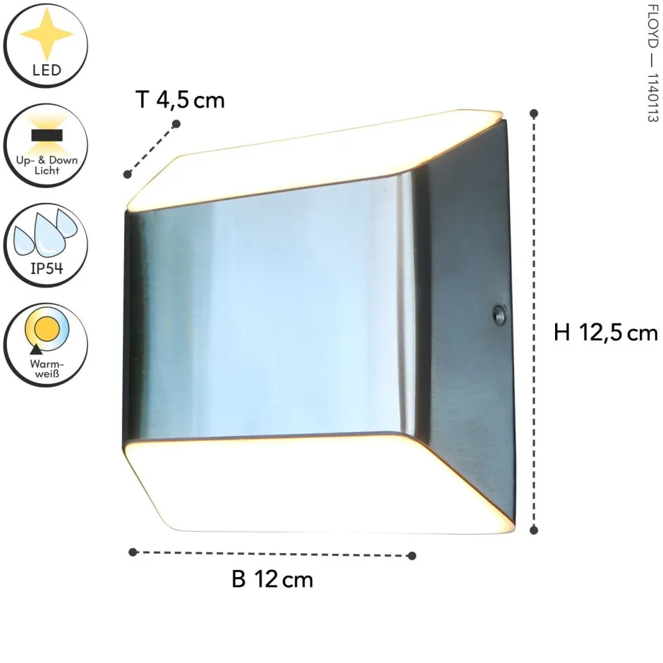 Eco-Light LED Außenleuchte Edelstahl IP54 H:12,4 cm 7 W Up Down< Metall Lampen|Led Außenleuchten