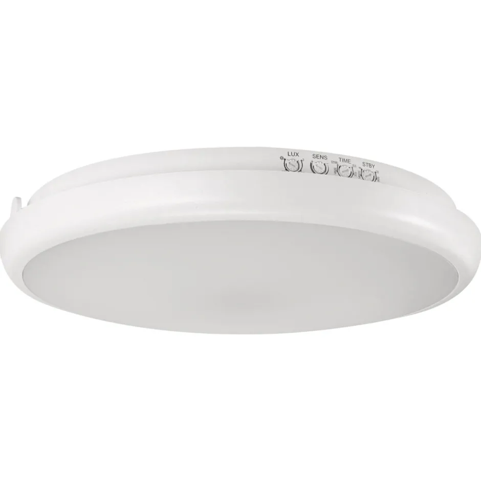 Badezimmer Lampe|Feuchtraumleuchten*Strühm LED Außenleuchte mit Bewegungsmelder IP65 rund Ø 30 cm Weiß