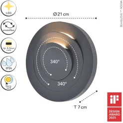 Metall Lampen|Led Außenleuchten*Eco-Light LED Außenleuchte Wand Aluminium B:21 cm IP54 600 lm 6 W